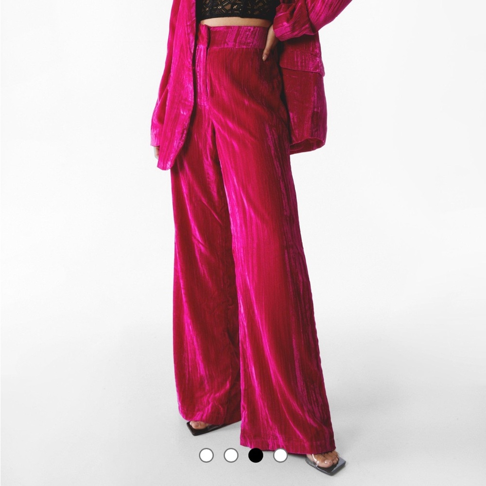 NASTY GAL Crushed Velvet Co-Ord Wide Leg Trousers